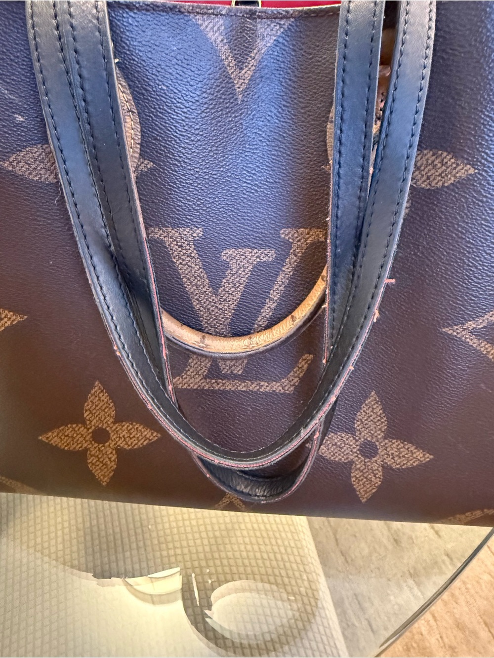 Louis Vuitton Brown Monogram Tote with Dark Brown Handles - Picture 5 of 7
